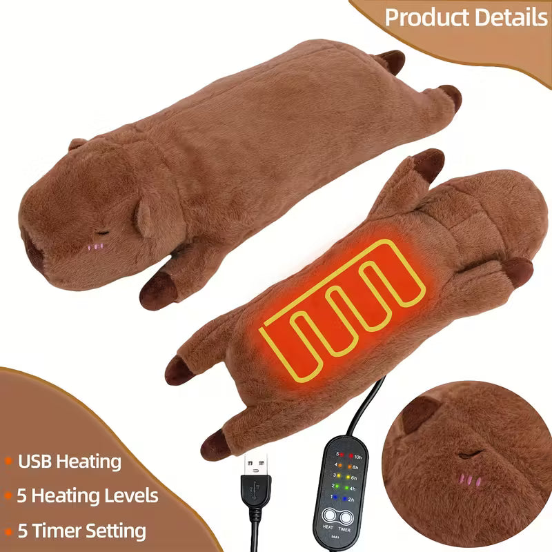 Capybara Plush Heating Pillow, USB Electric Heating Pad 5V 2A