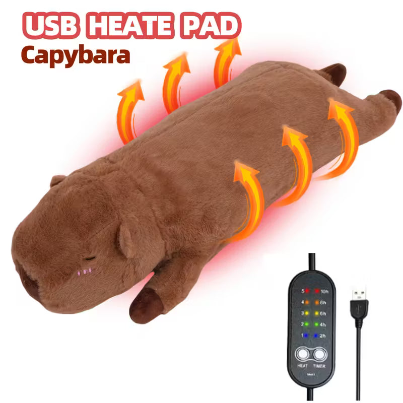 Capybara Plush Heating Pillow, USB Electric Heating Pad 5V 2A