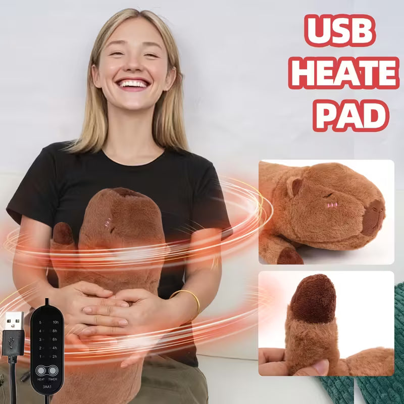 Capybara Plush Heating Pillow, USB Electric Heating Pad 5V 2A